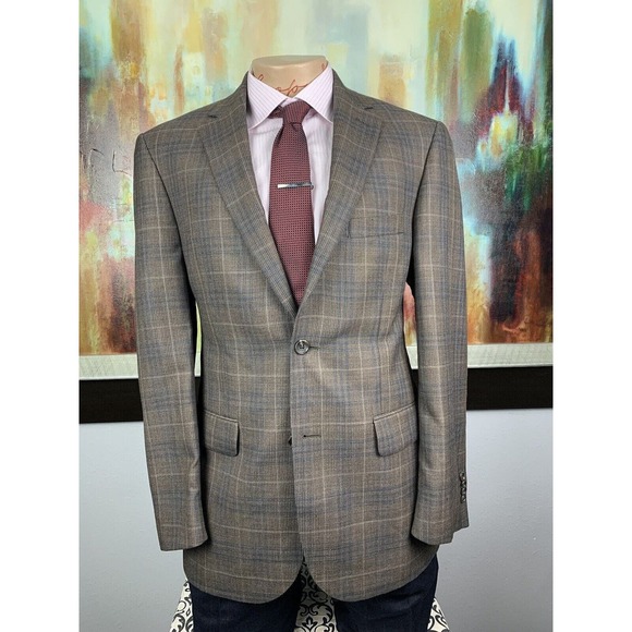 40R‎ Jos A Bank Reserve Brown Plaid Sport Coat